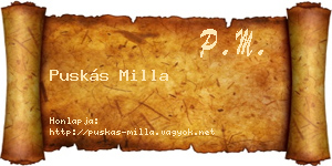 Puskás Milla névjegykártya