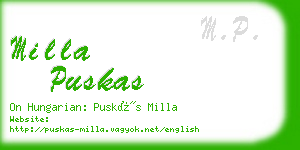 milla puskas business card